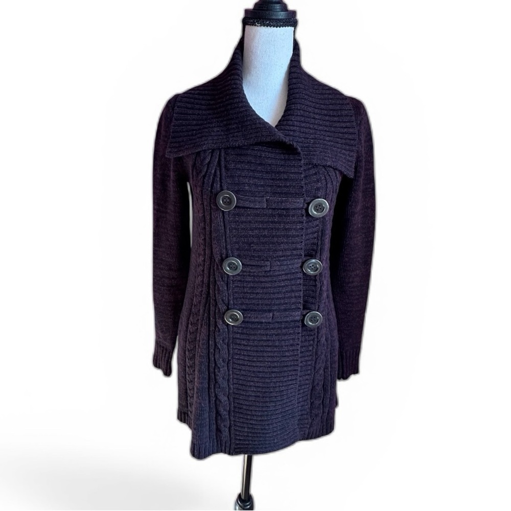 Style & Co. Charcoal Long-Sleeve Cable-Knit Sweater Cardigan Size XSmall